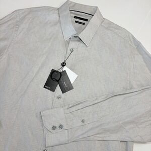 Quieti Men's XL Textured Dress Shirt Gray 100% Cotton Made in Korea NWT Button
